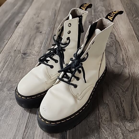 Dr Martens Women White Solid Platform Combat Boot Jadon Lace-Up Size 7 - Picture 5 of 10